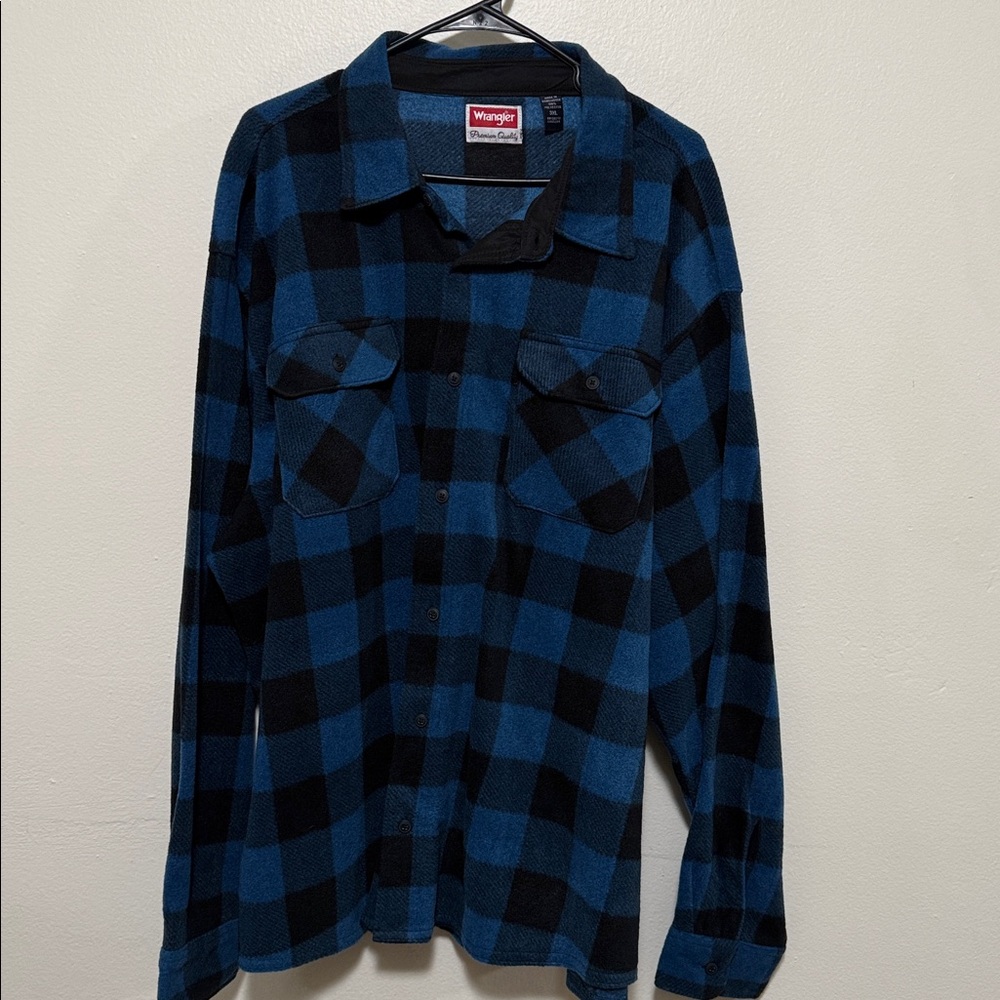 Wrangler Premium Quality big & tall men Size 3XL blue Plaid Flannel shirt